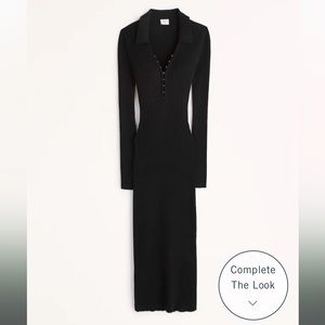 Ribbed Polo Midi Sweater Dress